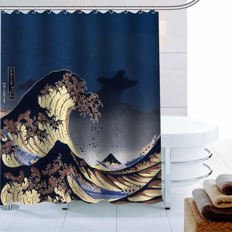 Занавеска для душа Kangawa с большим ВОЛНИСТЫМ ЭФФЕКТОМ декоративная