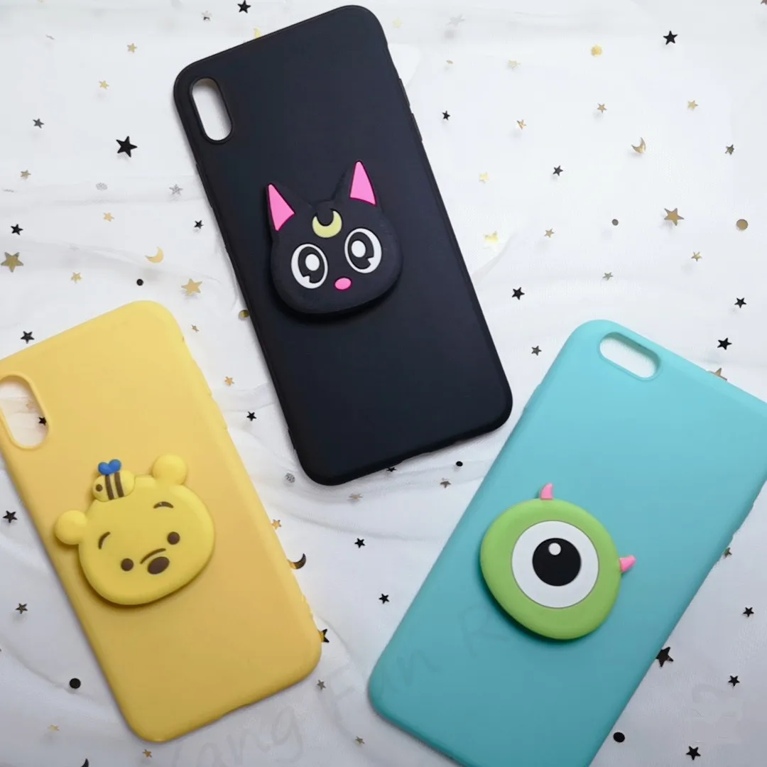 Мягкий чехол для iphone X XR XS 11 Pro Max 6S 7 8 plus с 3D мультяшной мелодией чехол-держатель