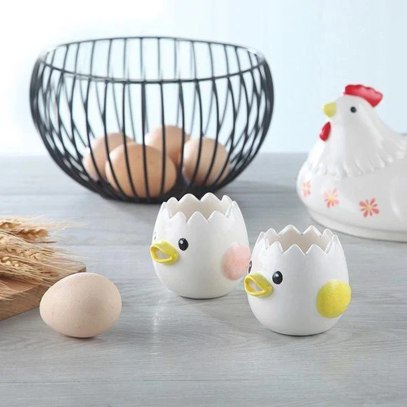 Creative Egg Yolk White Separator Kitchen Cooking Easy Clean Ceramic Mini Cute Cartoon Chick New Upgrade Tools | Дом и сад