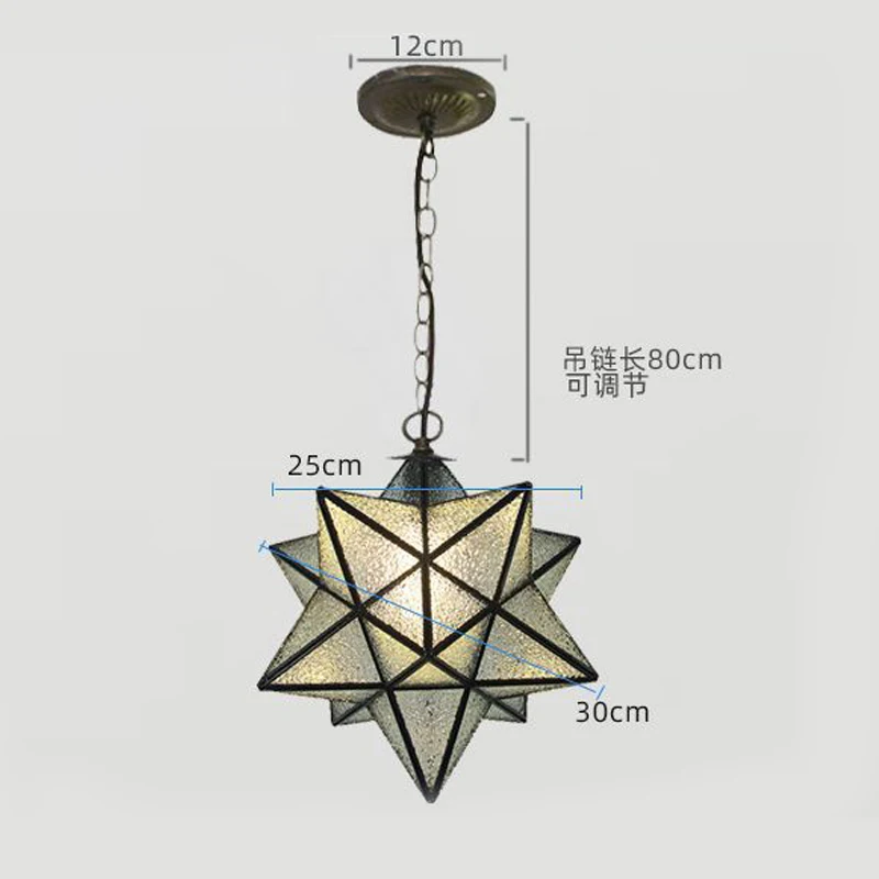 

LED Pendant Light Nordic Pentagram Hanging Lamp American Large Glass Star Lighting Fixtures E27 For kitchen Restaurant Lights