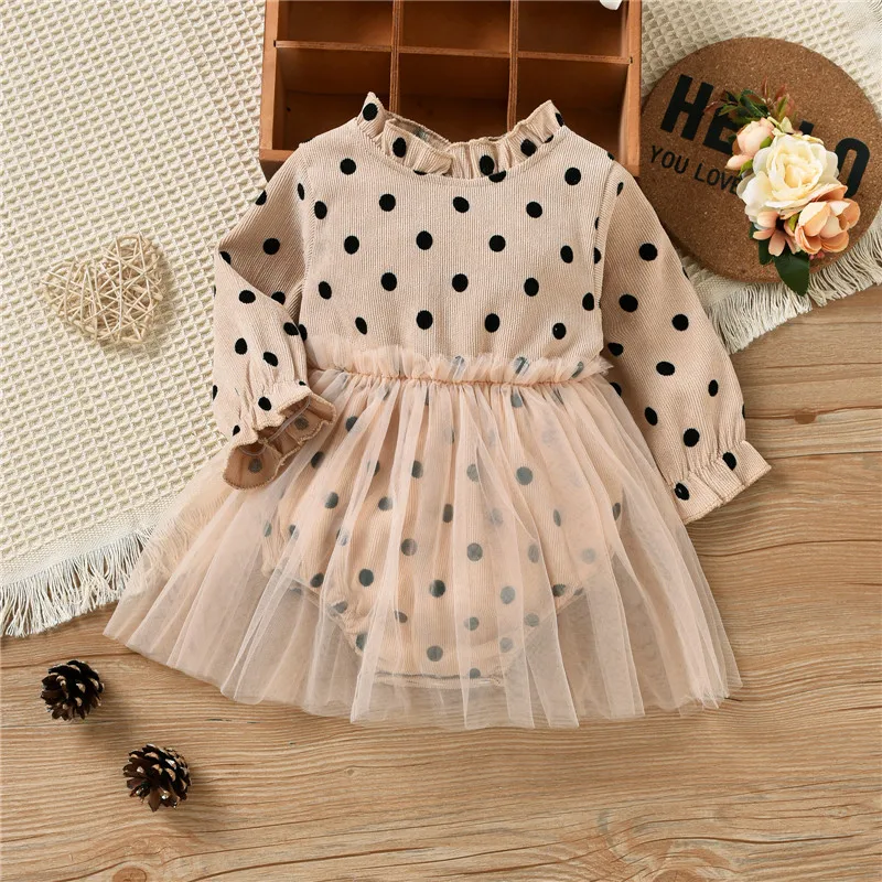 

Детский вельветовый комбинезон в горошек, с длинным рукавом