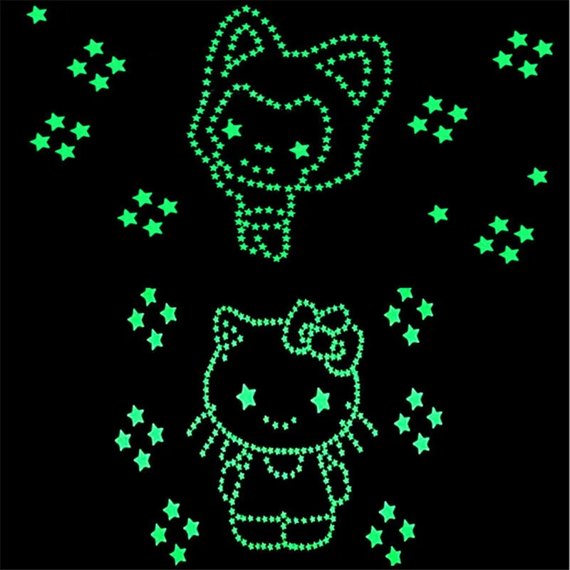 

100pcs Luminous Wall Stickers 3D Stars Glow In The Dark Wall Decals for Kids Baby Rooms Colorful Fluorescent Stickers Home Decor