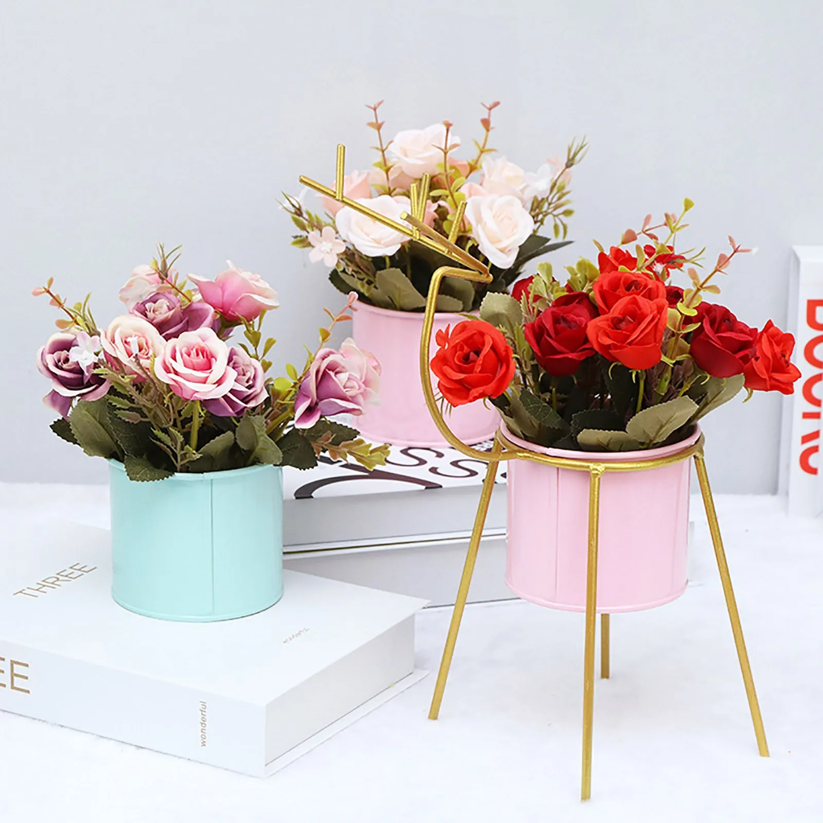 

Украшения на день матери, искусственные цветы, Кованые железная горшечная растительность с оленями, для спальни, комнаты, настольного компь...