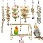 Игрушки для птиц, попугаев, деревянные качели, жевательный колокольчик, клетка для попугаев