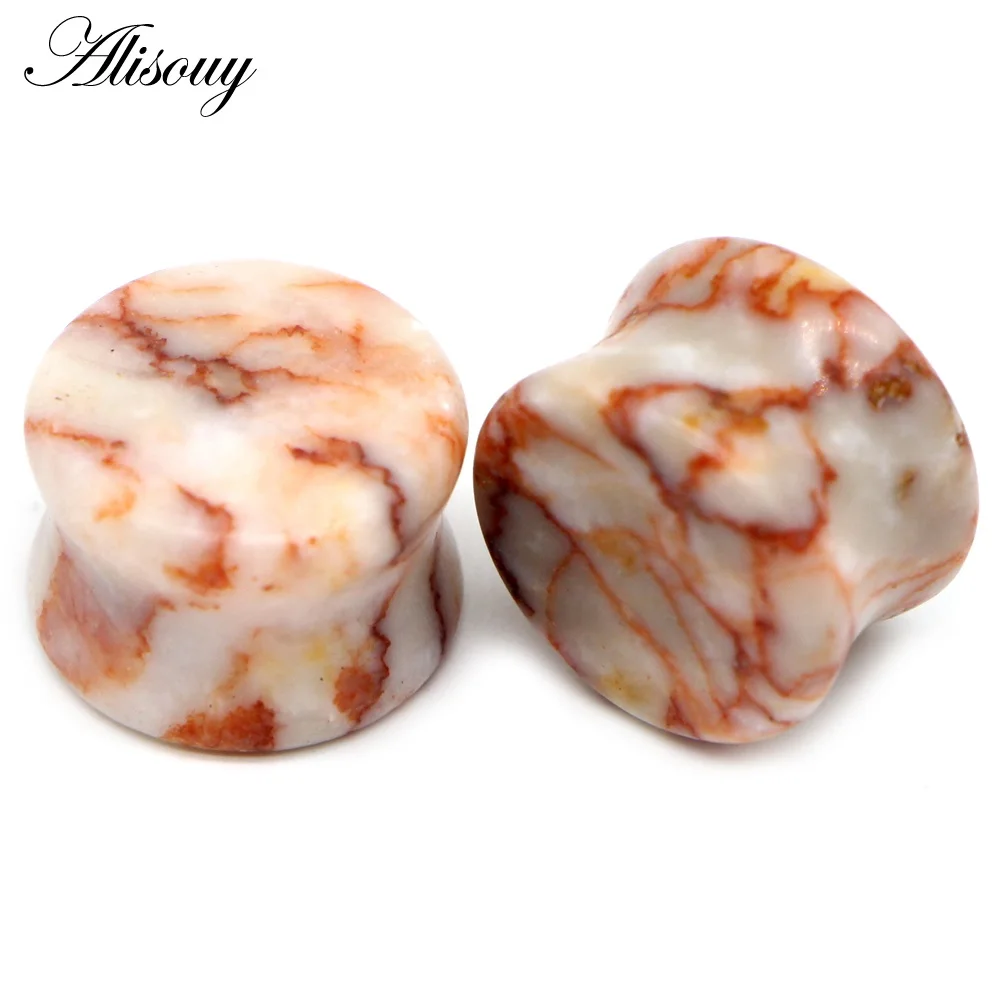 919e Colorful Agate Alisouy, 2 шт., натуральные каменные расширители для ушей, беруши, тоннели, 6 мм-16 мм, ушные растяжки, конусные пирсинг, ювелирные изделия - Окраска металла: 919e Colorful Agate