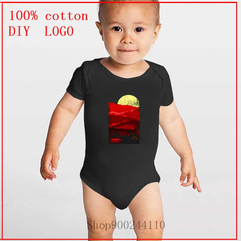 

0-24M Infant Newborn Red Mountains Camp Baby Bodysuit Girls Boys Short Sleeve Letter Print Romper Jumpsuit Outfit Clothes Summer