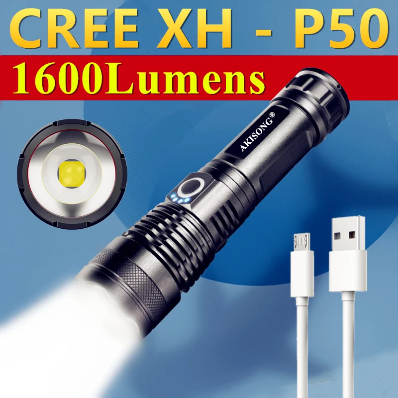 

Светодиодный фонарик высокой мощности CREE XHP50/XHP70, охотничий, с USB-зарядкой, 26650 мощный, яркий, масштабируемый, фонарь для кемпинга, тактический...