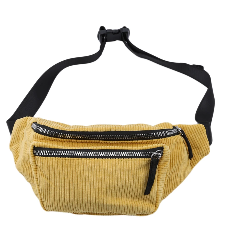 

Women Corduroy Waist Bag Ladies Designer Canvas Fanny Pack Fashion Brown Money Phone Chest Banana Bag Female Bum Belt Bags