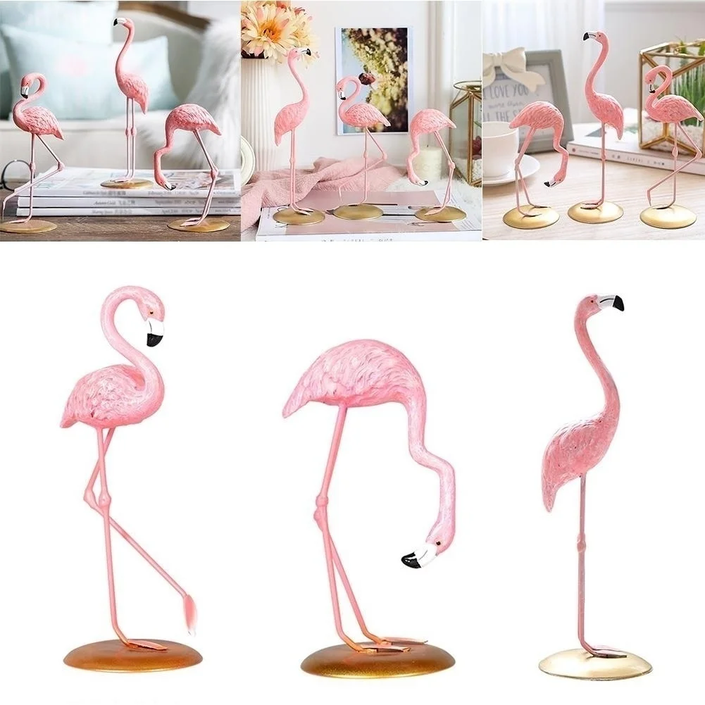 

3 Style Nordic Pink Flamingo Desktop Resin Ornaments Tropical Summer Girl Birthday Wedding Decoration Gifts Hawaii Party Decor