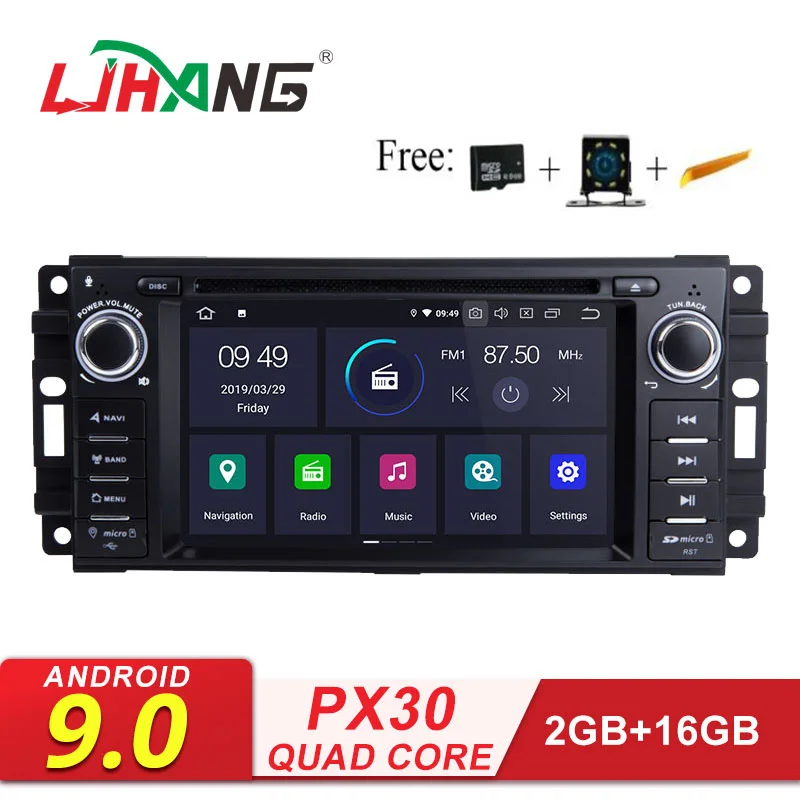 LJHANG 1 Din автомобильный dvd-плеер Android 9,0 для JEEP Wrangler Компас Grand Cherokee Commander Dodge gps wifi Мультимедиа стерео Авто