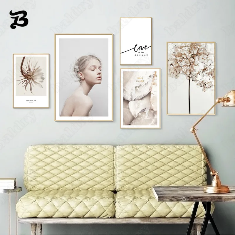 

Canvas Painting for Living Room Nordic Style Flower Plants Girl Painting Posters Prints Wall Art Pictures Home Wall Decoration