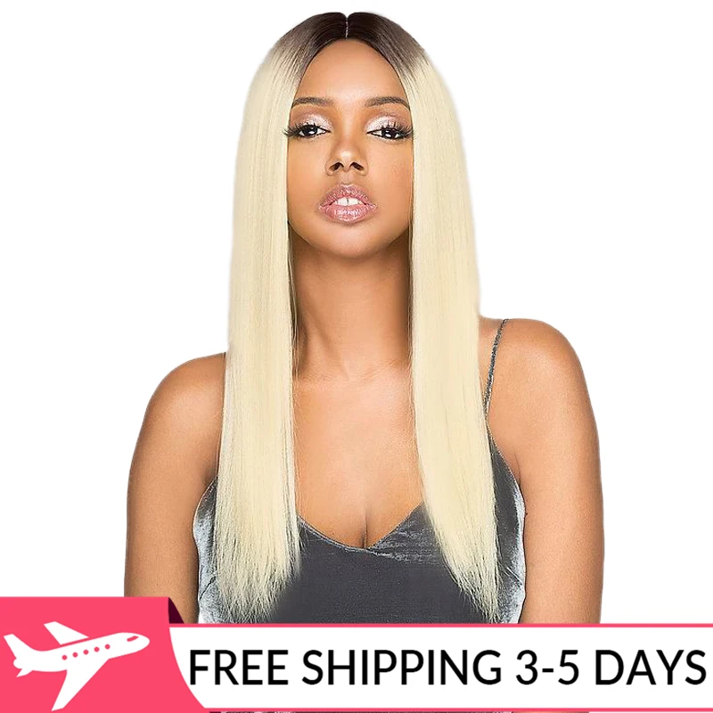 

Ombre Blonde Closure Wig 1B/613 Dark Roots Blonde 4x4 Lace Closure Wig Human Hair Middle Part 150% Density Glueless Besfor