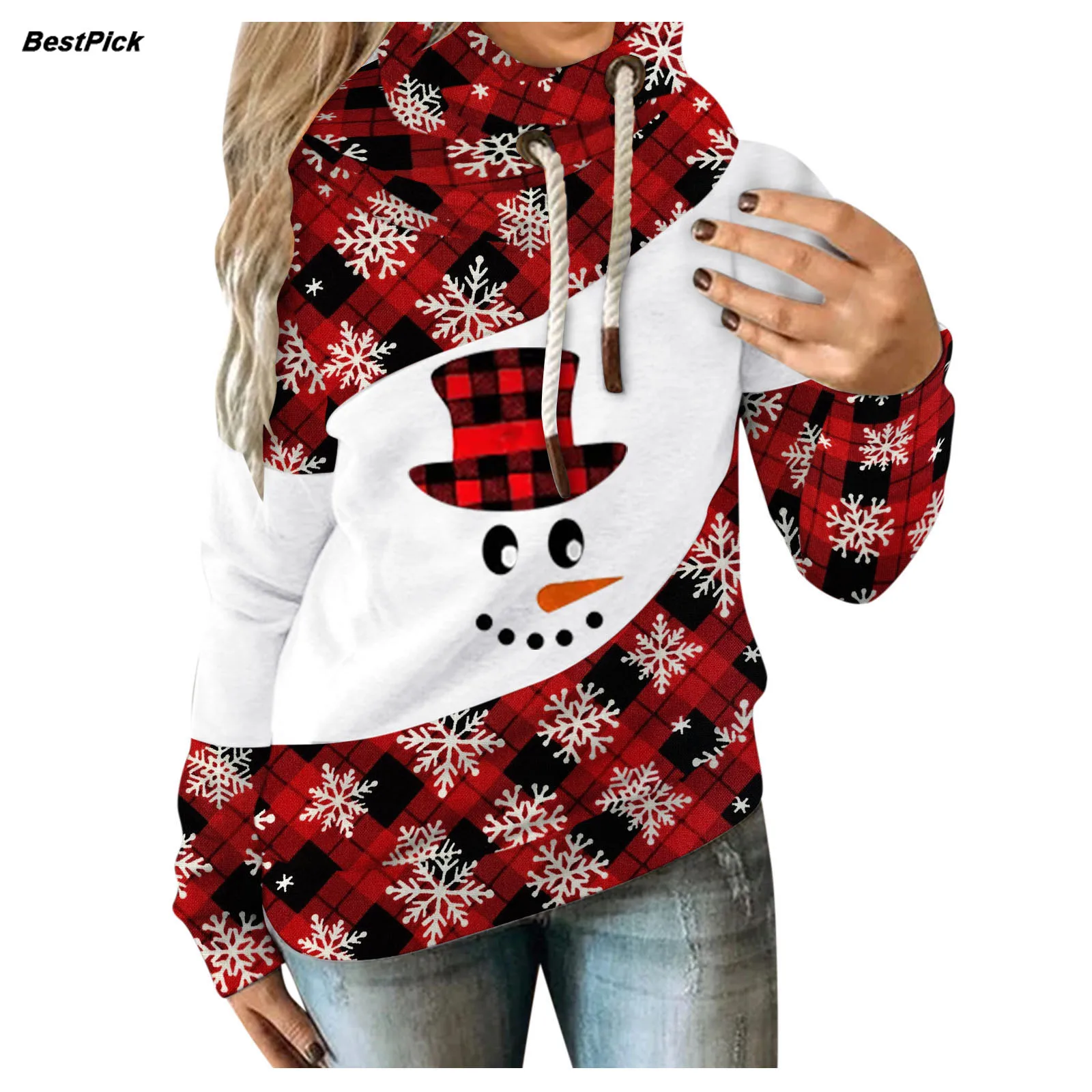 

Autumn Winter 2021 Fashion Women Clothes Long Sleeve Christmas Oversized Hooded Sweatshirt Casual Pocket Hoodies Pullover Tops