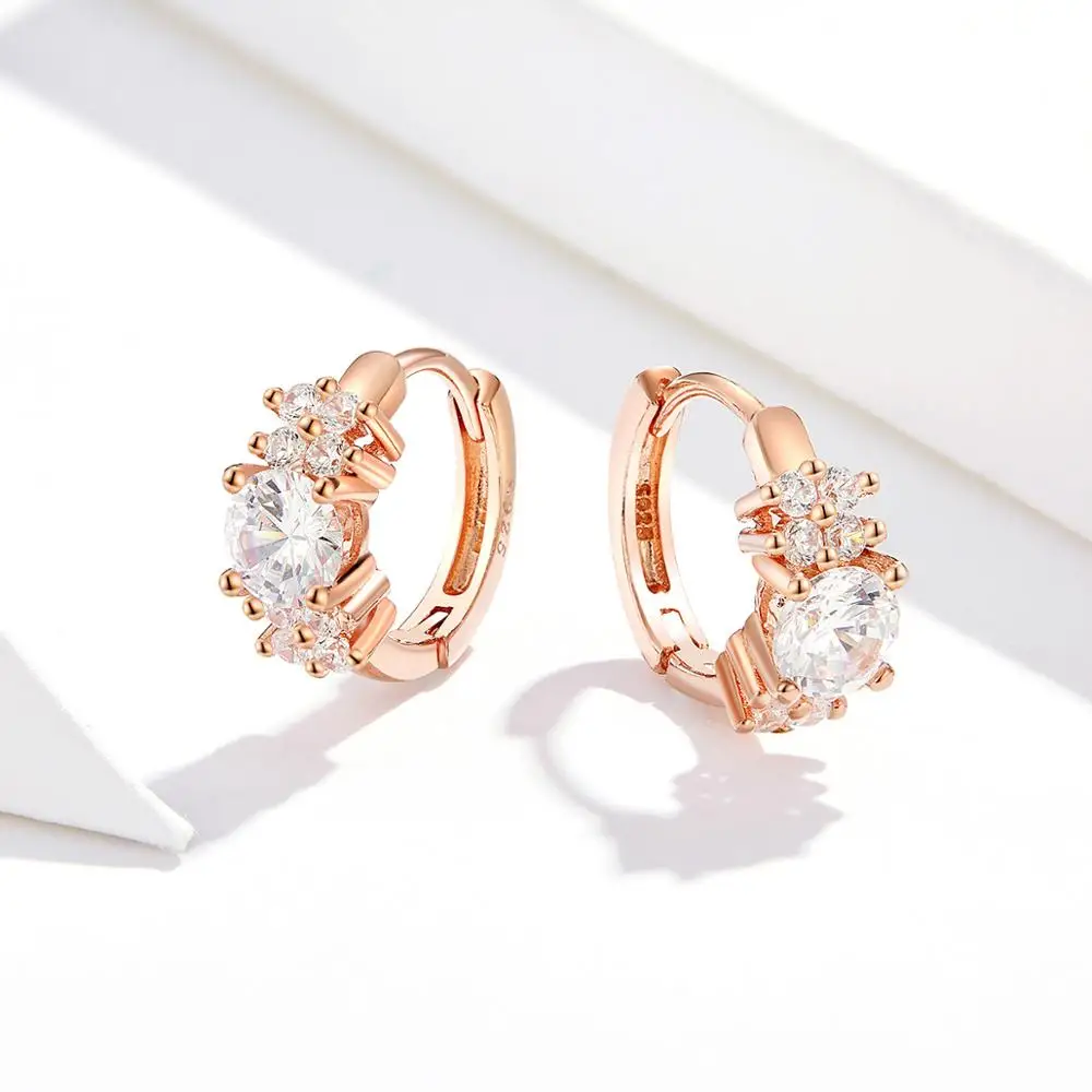Rose Gold Stud Earrings for Women Zircon 925 Sterling Silver Designer Luxury Jewelry Boucle D'oreille Femme Fashion Accessories |