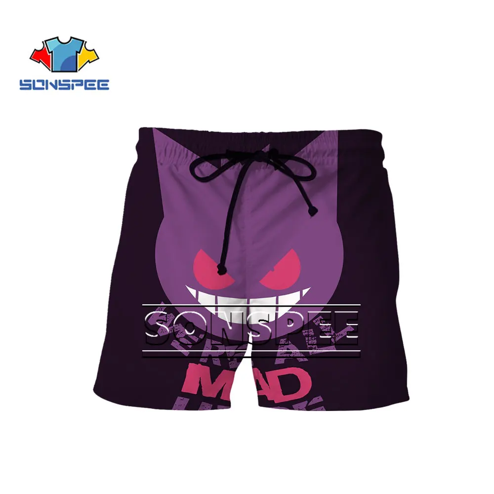 

SONSPEE Gebgar Anime Shorts Summer New Men Women Beach Short 3D Print Street Street Hip Hop Dark Horror Harajuku Casual Pants