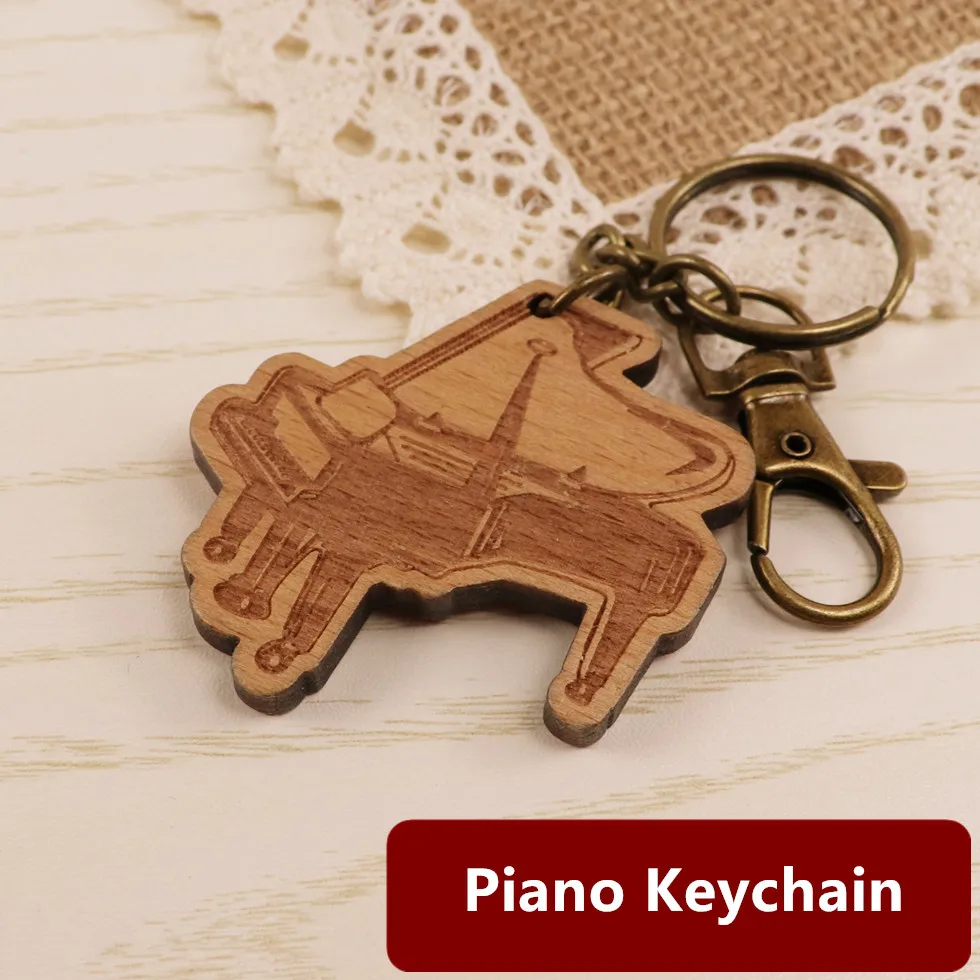 Брелок для ключей с подвеской в виде скрипки пианино гитары гучжэн деревянный