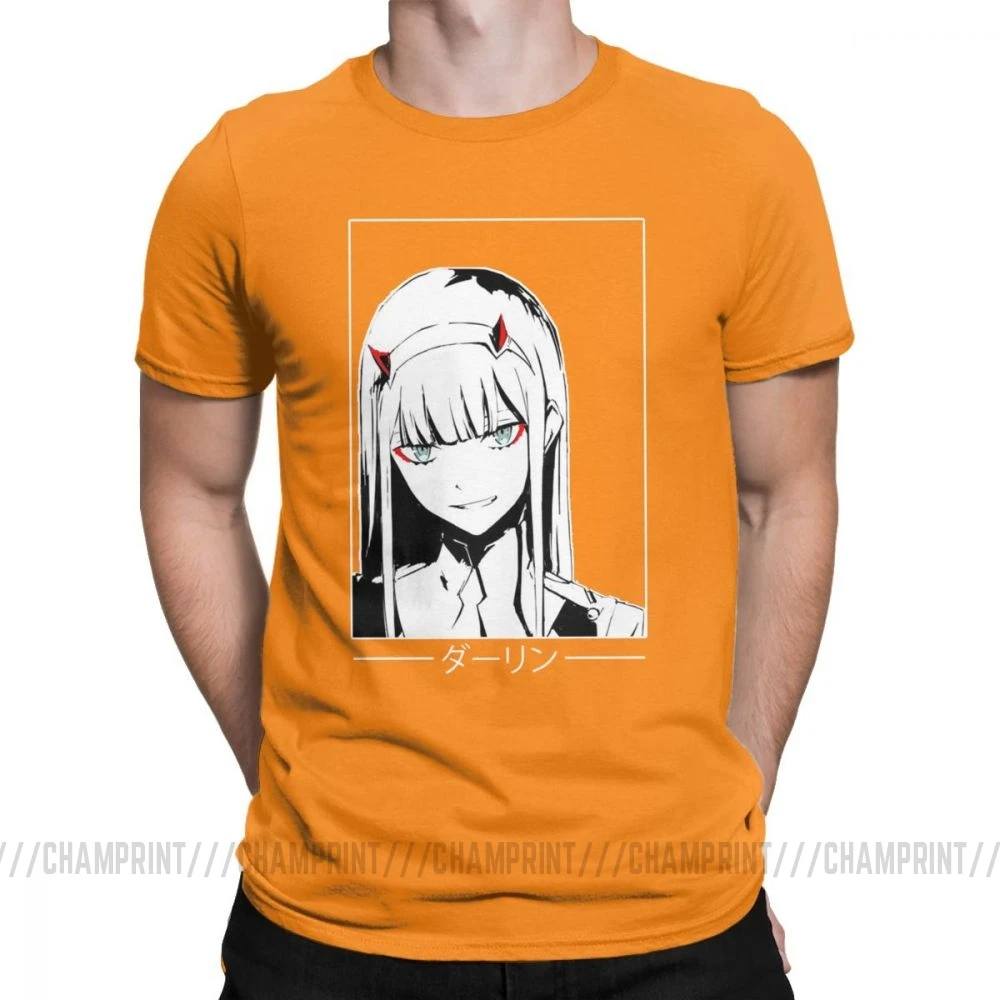 Оранжевый Крутая футболка Zero Two Darling In The Franxx Movie, футболка для мужчин, хлопок, футболки смешного размера плюс, топы, Новое поступление одежда - Цвет: Оранжевый
