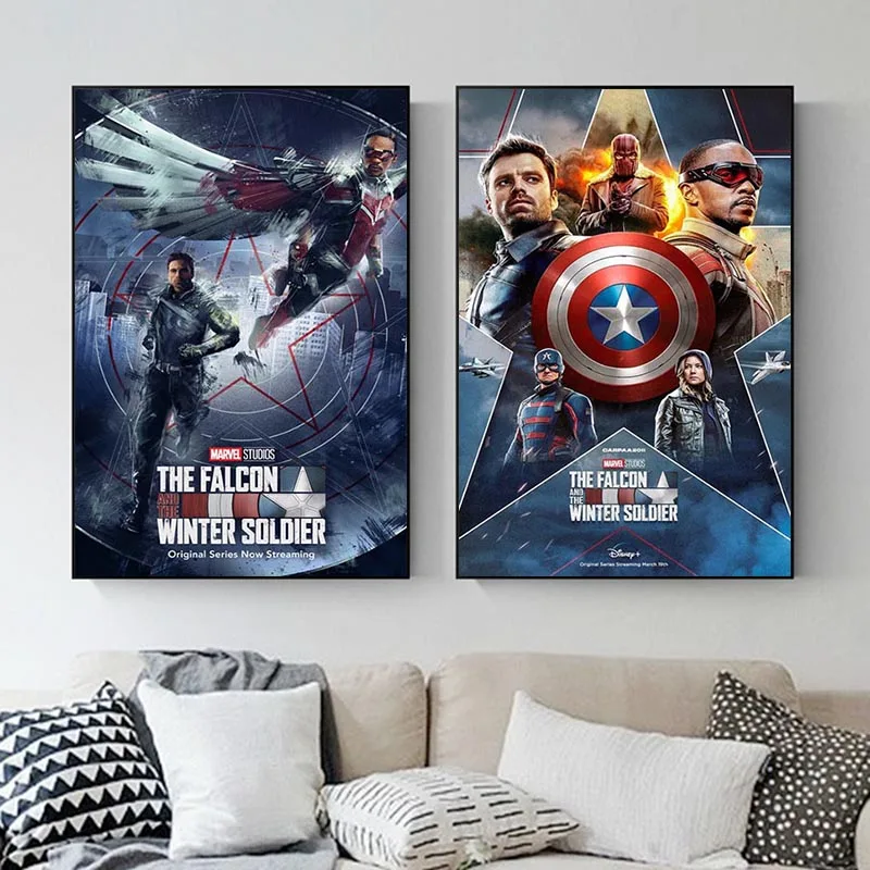 

American TV Marvel Falcon Winter Soldier Anime Wall Art for Living Room Decor Canvas Painting Nordic Poster Prints Wall Pictures