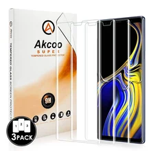 3 Pieces 3D Curved UV Tempered For Samsung Galaxy Note 9  Akcoo Full Screen Protector HD Display 4X Strengthen Tempered Glass