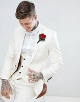 brand new groomsmen notch lapel groom tuxedos ivory men suits weddingpromdinner best man blazer jacketpantstievest