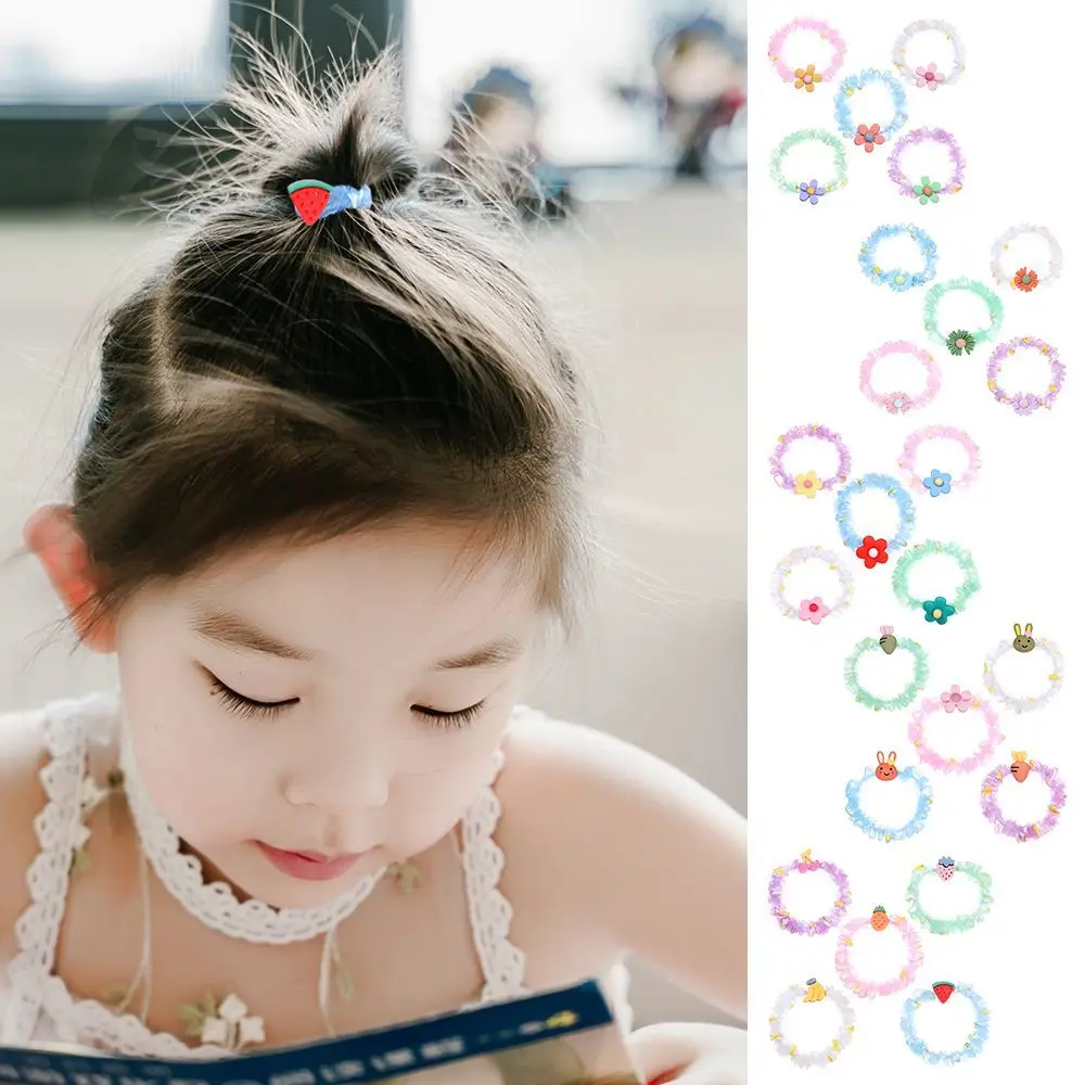 New 5Pcs Children's Hair Tying Rubber Band Cute Girls Large Intestine Head Rope Baby Does Not Hurt Elastic R | Детская одежда и