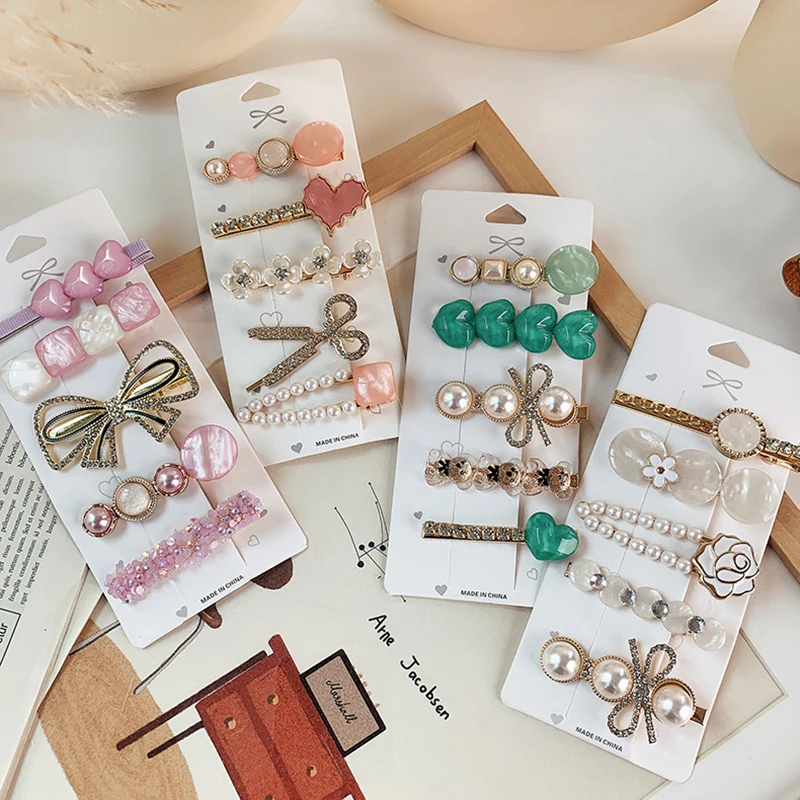 

5pcs Girly Style Bear Duckbill Clip All-match INS Bow Duckbill Clip Flower Hair Clip Duckbill Clip Hair Accessories Barrettes