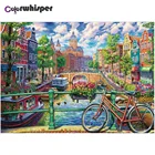 Алмазная живопись Z1759, полноразмернаякруглая Алмазная вышивка, 5D Вышивка крестиком, велосипед, городской вид, вышивка крестиком