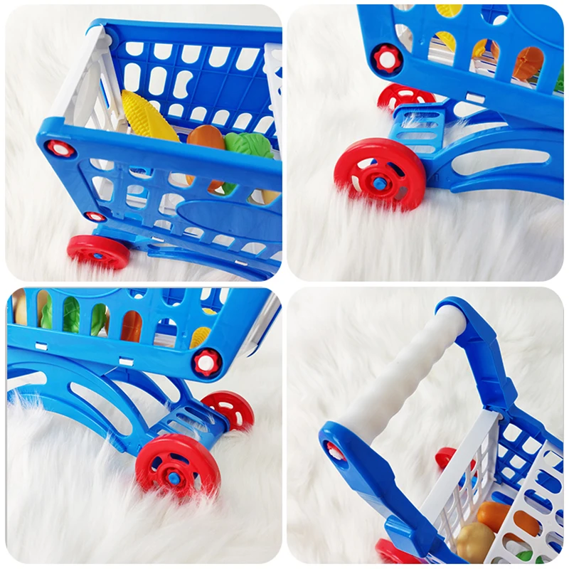 Детская сияющая игрушка для кухни пластиковая корзина покупок в супермаркете с
