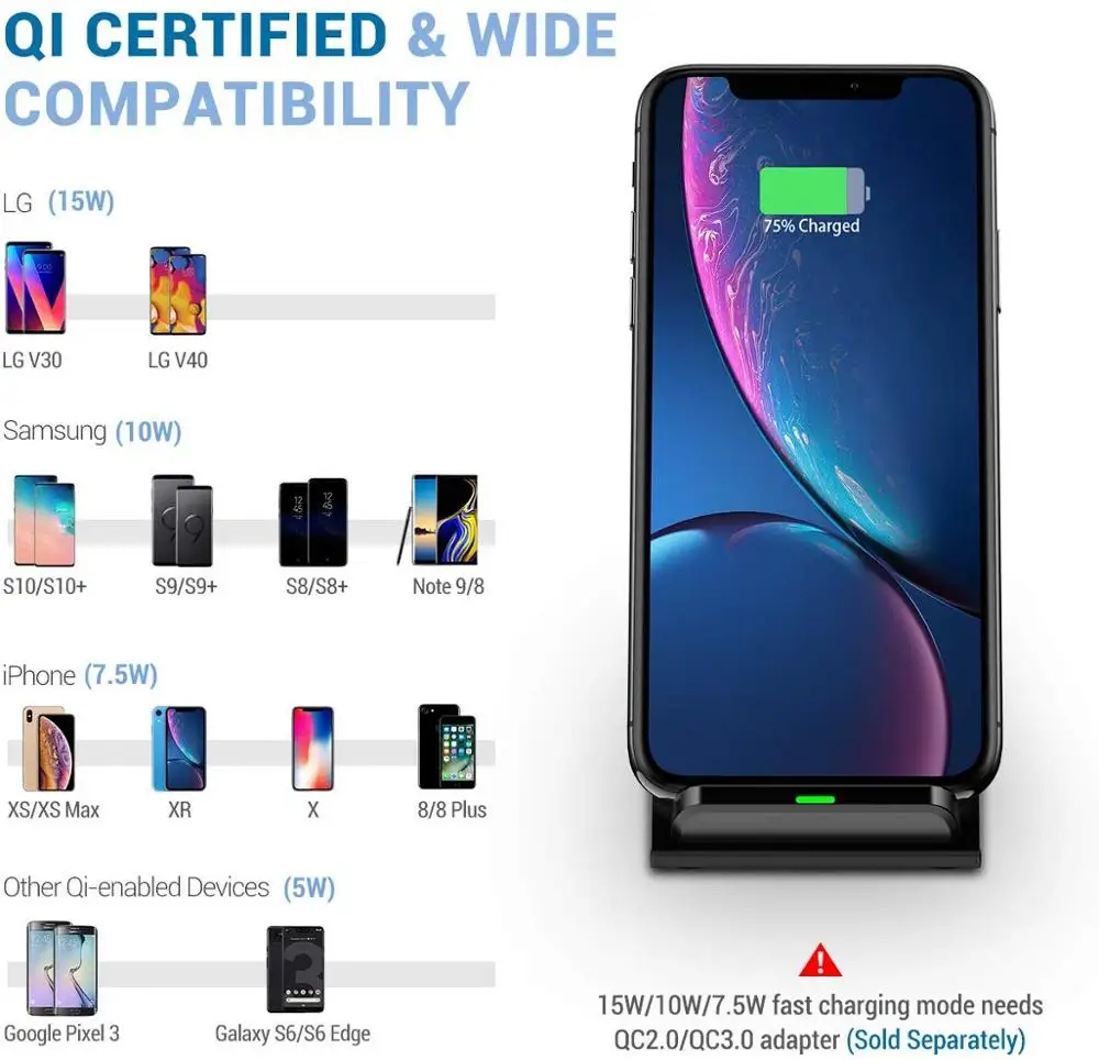 Беспроводное зарядное устройство FDGAO QI USB Type-C 15 Вт для iPhone 12 11 Pro XS Max XR X 8 подставка