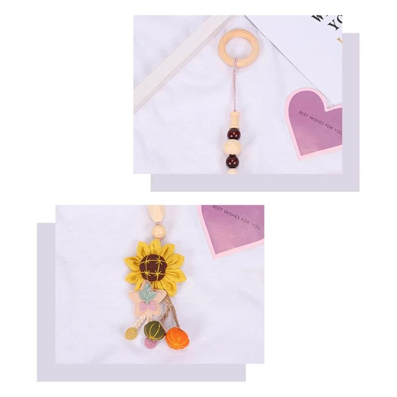 

4 Pcs/Set Baby Play Gym Frame Stroller Hanging Pendants Wooden Ring Teether Molar Teething Nursing Rattle Toys Gifts