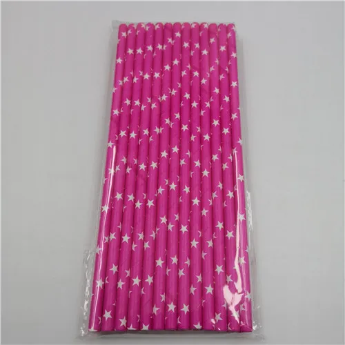 star rose red 25 шт., бумажные соломинки в красную полоску, в виде звездочек, в горошек, в виде сердца, бронзового цвета для детей, для дня рождения, свадьбы, вечеринок, креативные питьевые соломы с нашивками - Цвет: star rose red