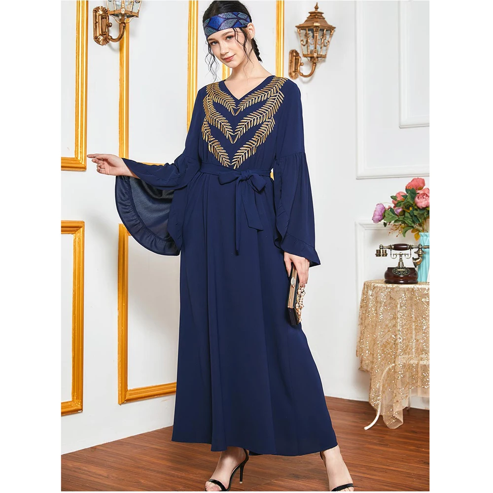 

Embroidery Abaya Muslim Women Long Maxi Dress Dubai Kaftan Turkish Gown Islam Clothing Party Ramadan Eid Jilbab Caftan Arab Robe