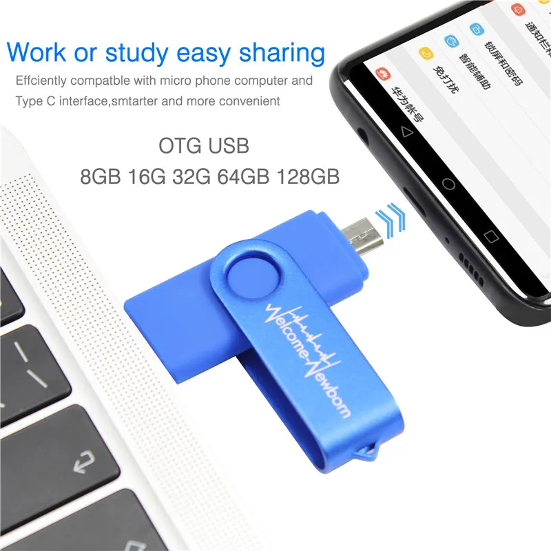 Бесплатный Логотип 128GB изготовленный на заказ usb2.0 OTG флеш накопитель 64Гб в