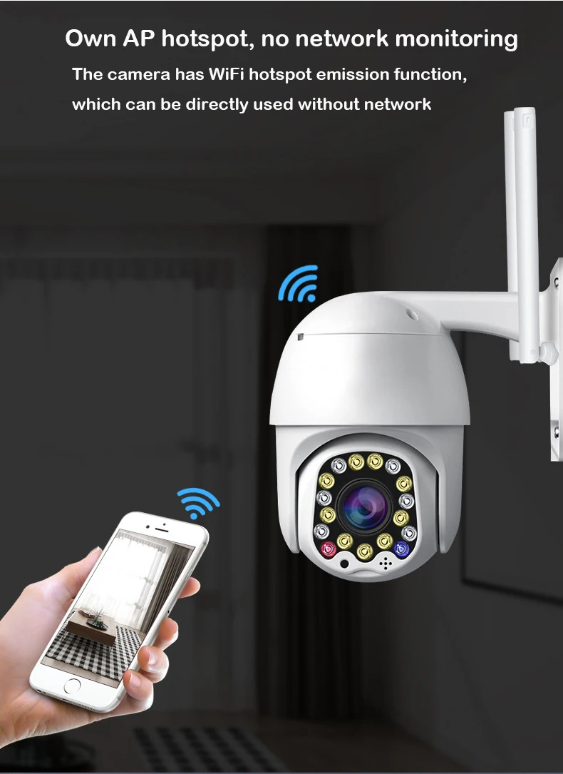 17 светодиодный открытый сигнал движения 2MP ip-камера WiFi 4X цифровой зум двойная антенна скоростная купольная камера с сиреной светильник Облачное хранилище