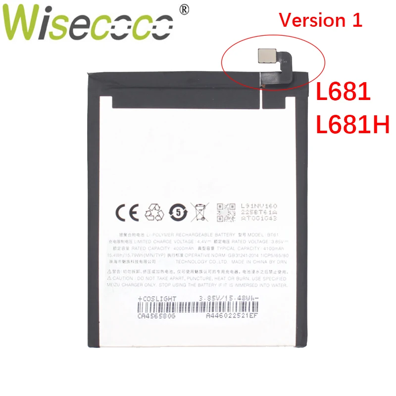 

WISECOCO 100% New 4000mAh BT61 High Quality Battery For Mei zu M3 Note L681H L681 Replacement In Stock With Tracking Number