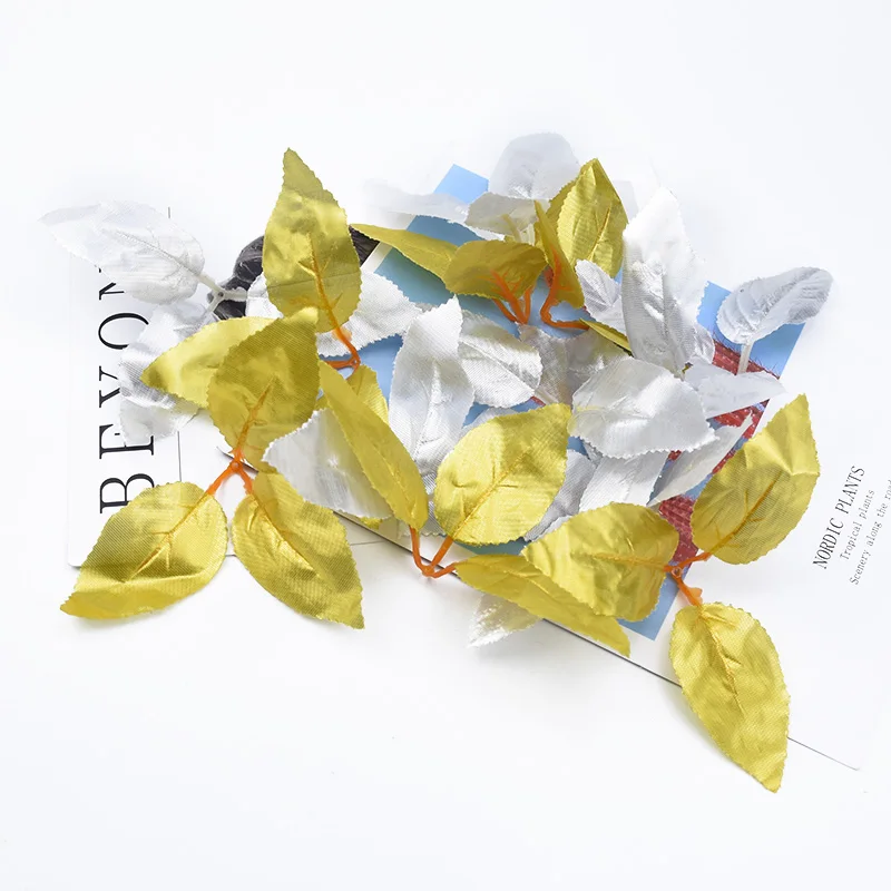 20шт украшение на Рождество Золотые листья искусственные растения декоративные