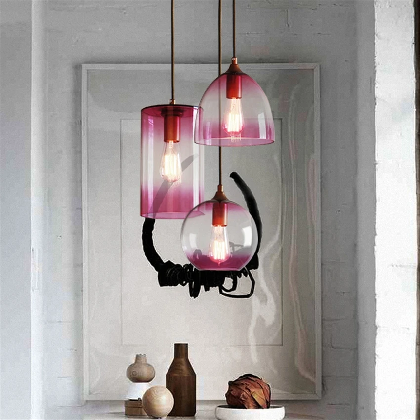 Американский спираль градиентный цвет стекло подвесные светильники ресторанная