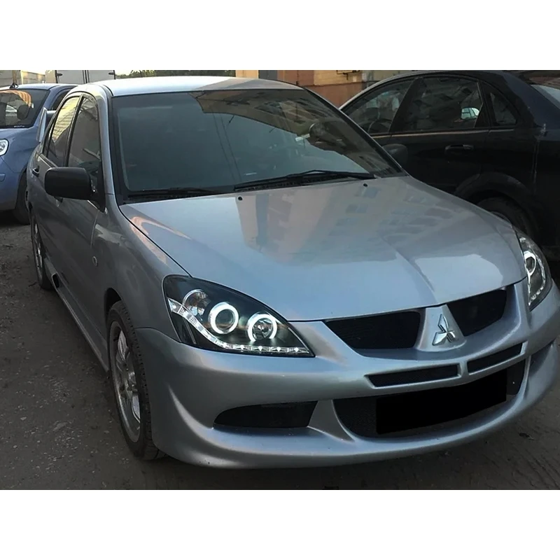 Mitsubishi Lancer 9 рестайлинг 2005-2010 Eagle Eyes Фары линза "ангельские глазки" с дневными