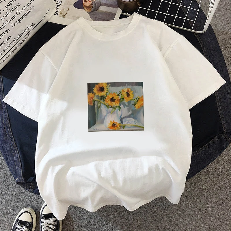 

Women Graphic Cute Summer O-neck 90s Style Casual Fashion Aesthetic Charm oil painting Print Female Clothes Tops Tees Tshirt