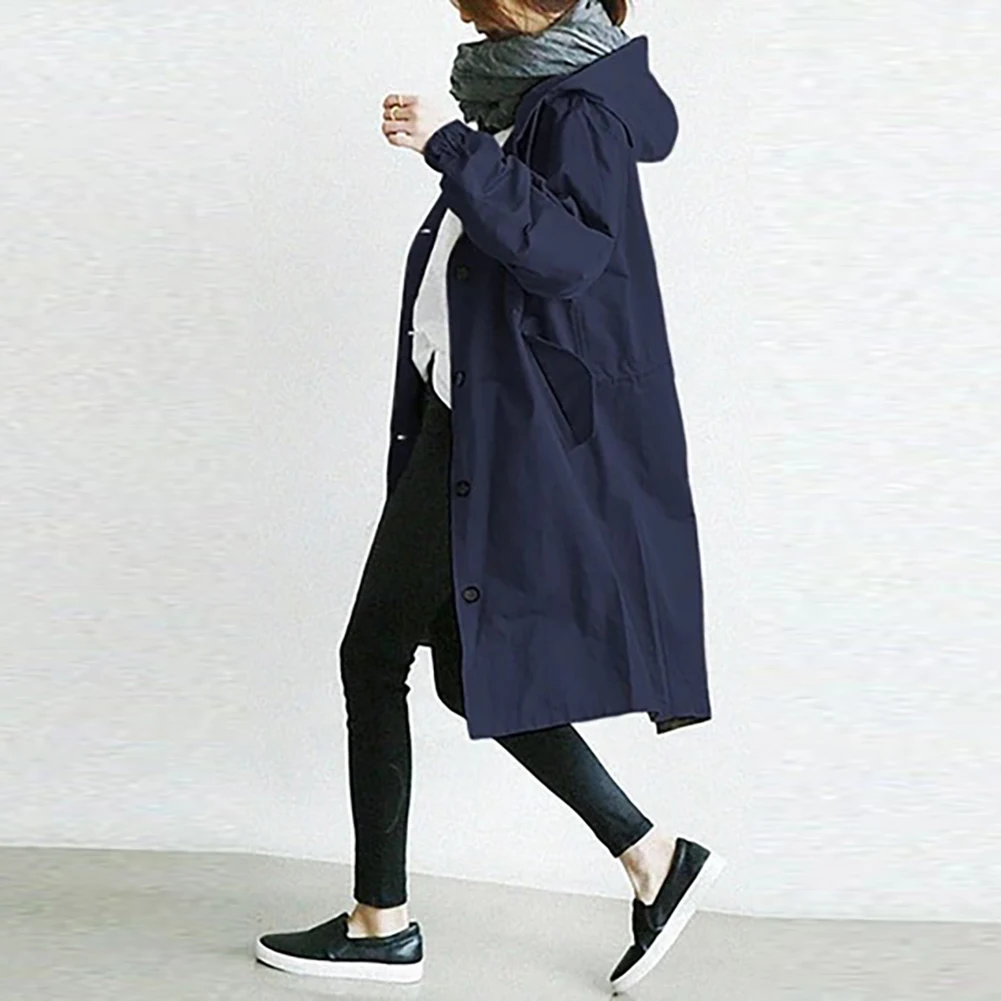 

Fashion Women Trench Coat Long Double-Breasted Belt Solid Color Lady Clothes Autumn Spring Outerwear Oversize High Quality