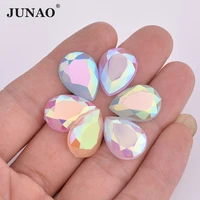 junao 10x14mm 13x18mm mix color teardrop ab flatback rhinestones acrylic strass stickers non sewing crystal stones for clothes