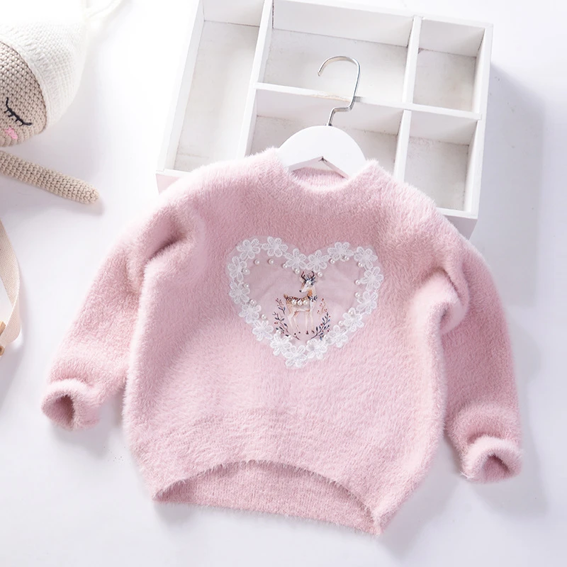 pink 309394 Новинка года; сезон осень-зима; детские свитера; бархатный свитер для девочек; теплая детская одежда с рисунком арбуза и фламинго; мороженое - Цвет: pink 309394