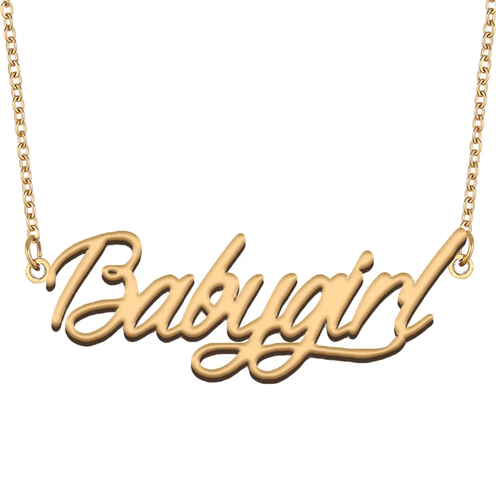 

Babygirl Nameplate Necklace for Women Stainless Steel Jewelry Gold Plated Name Chain Pendant Femme Mothers Girlfriend Gift