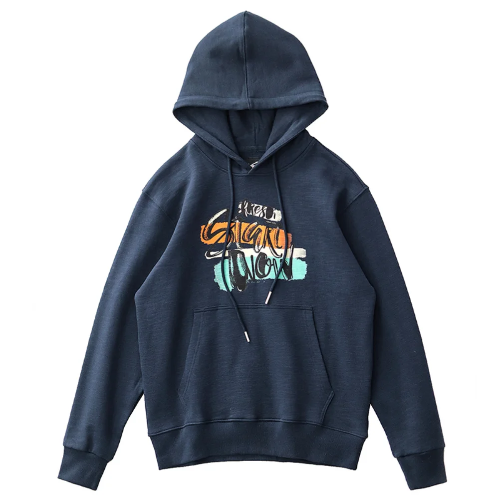 Мужской Повседневный свитер с капюшоном черный тонкий бархатный из чистого