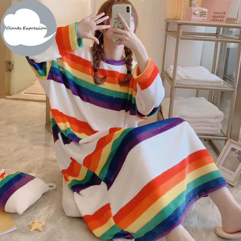 Зимний новый дизайн индивидуальная женская теплая фланелевая ночная рубашка из