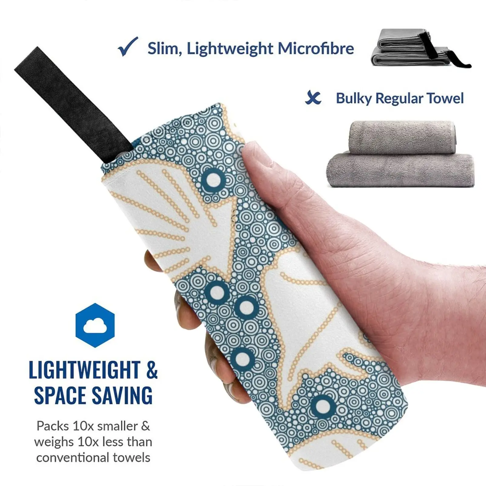 Быстросохнущее полотенце с круглым рисунком портативное для спортзала ванны