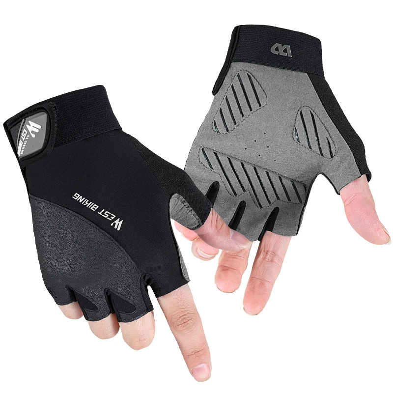 

Перчатки на полпальца для мужчин и женщин, Нескользящие дышащие спортивные перчатки с защитой от пота, ударов, для велоспорта