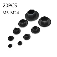 20pcs black hex socket allen bolt screw nut hexagon head cover cap protector fasteners screws covers caps m5 12 wholesale