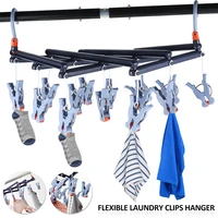 14 clips underwear socks hanging clip foldable drip laundry hanger non slip drying racks clothes drying pp telescopic hanger