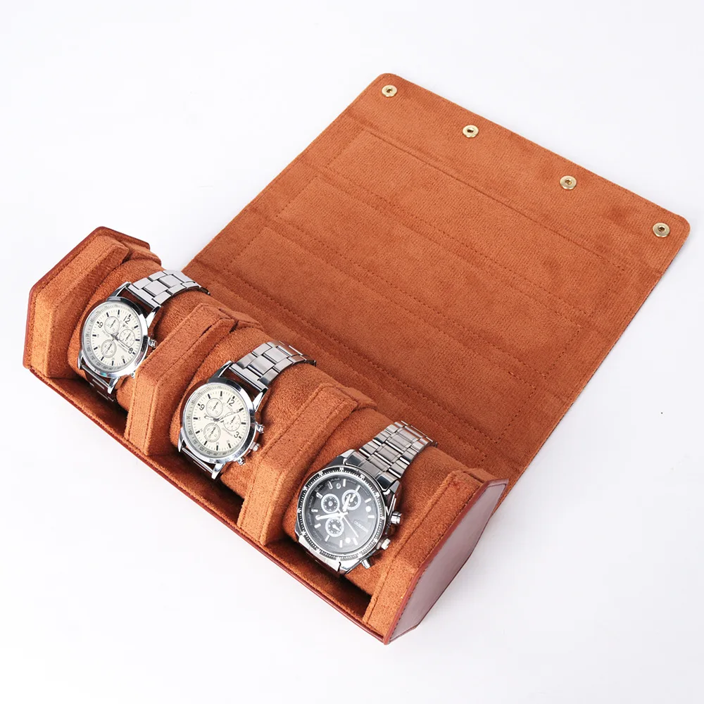 

Light Brown Hexagonal Business Watch Box Three Epitope Mechanical Watch Storage Box High-end High quality PU leather Watch Box